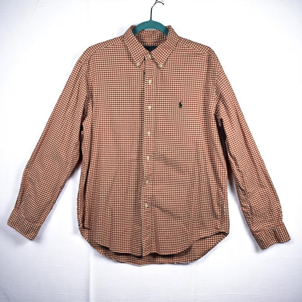 Ralph Lauren Button Down‎ Shirt Gingham Check Long Sleeve Mens Large Classic Fit